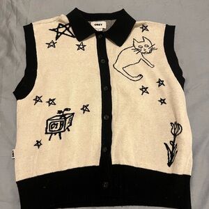 Obey Monochrome Graphic Knit Vest